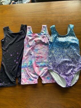 Amazon Girls' Dance Leotard Trio - Black, Pink, Blue/Purple